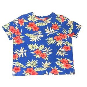 C.J. Banks Women's Floral Blouse‎ Size 1X Short Sleeved Shirt Plus Size